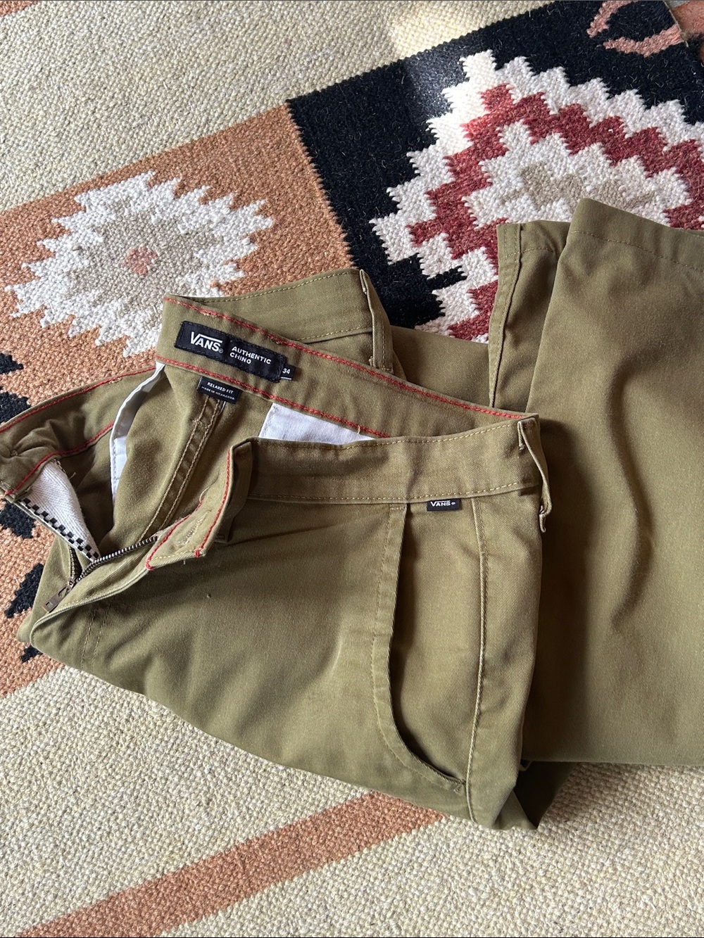 Vans Men's Olive Chino Pants - Casual Straight Fit